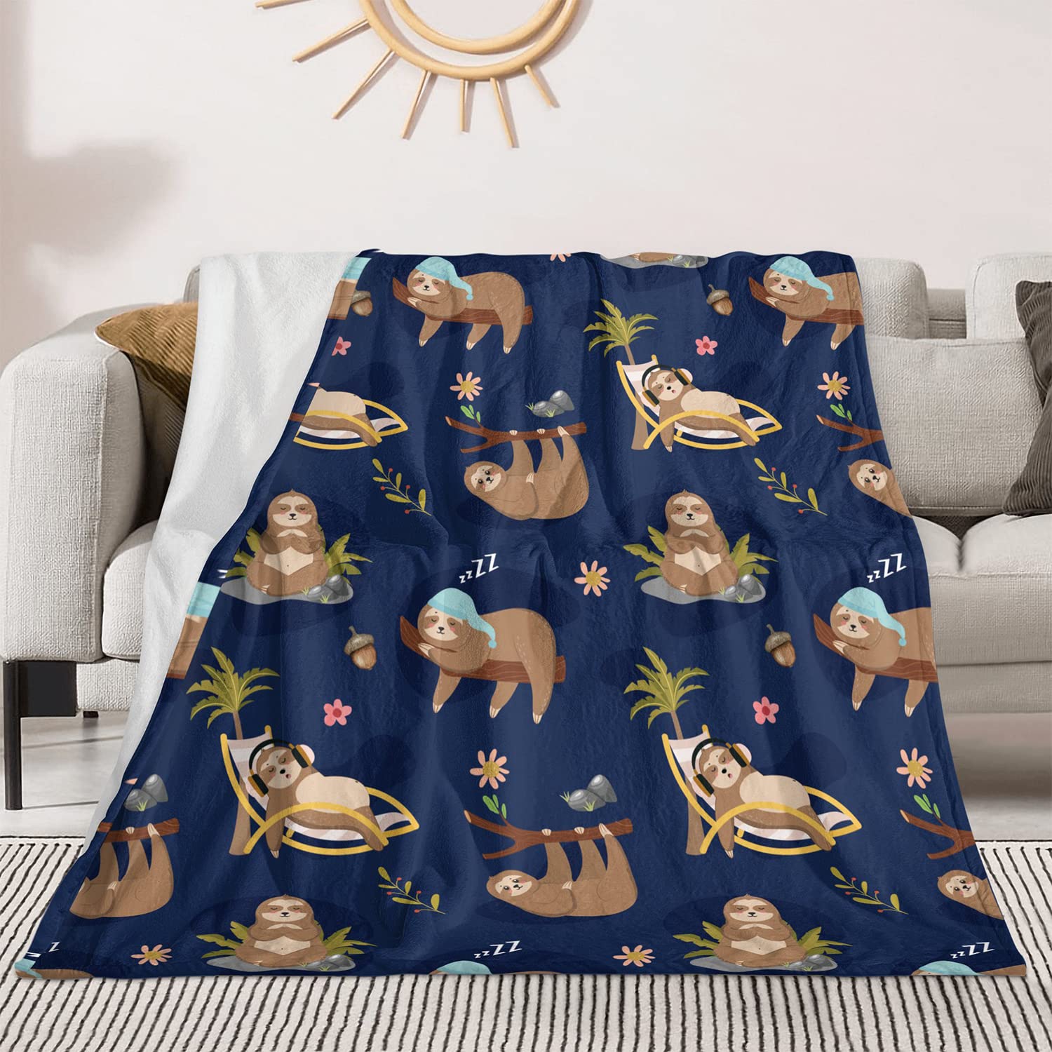 Sloth Blanket Sloth Gifts for Women Girls Plush Lightweight Flannel Fleece Kids Blanket All Season Cute Sloths Throw Blanket for Bed Couch Chair Funny Gifts for Sloth Lovers 60"x50"