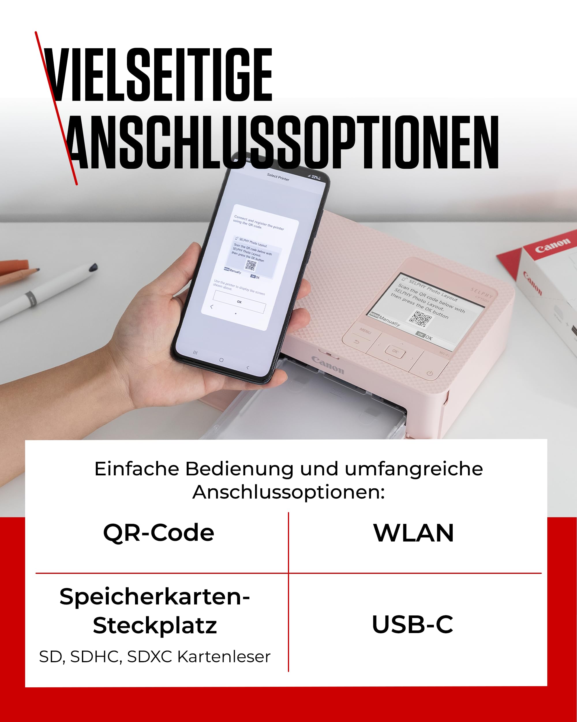 Canon SELPHY CP1500 Mini Fotodrucker mobil tragbar WLAN Thermosublimation weiß