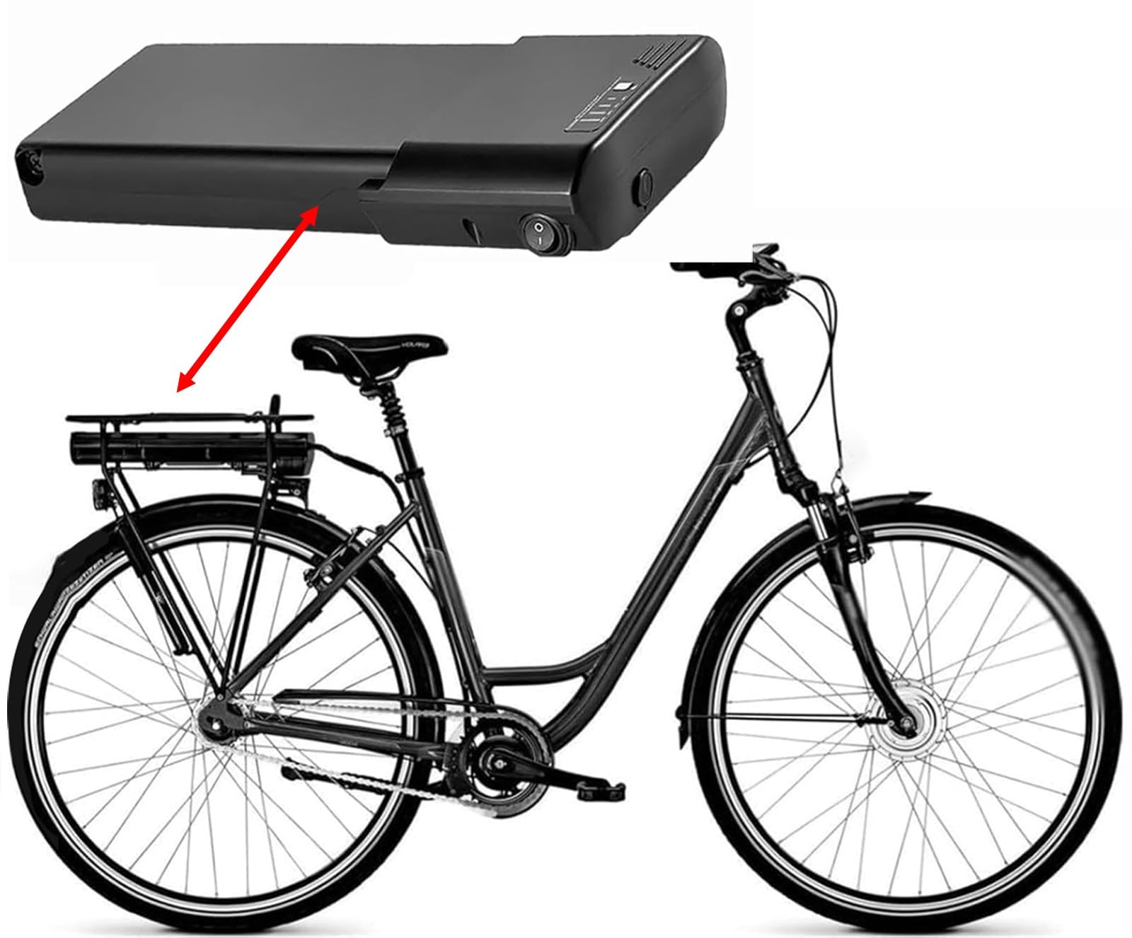 36V E-Bike-Akku – 10,4Ah / 12Ah / 14Ah Ersatzakku, Inkl. Ladegerät, Für 250W–800W Motoren, 5-poliger Anschluss, Wasserdicht