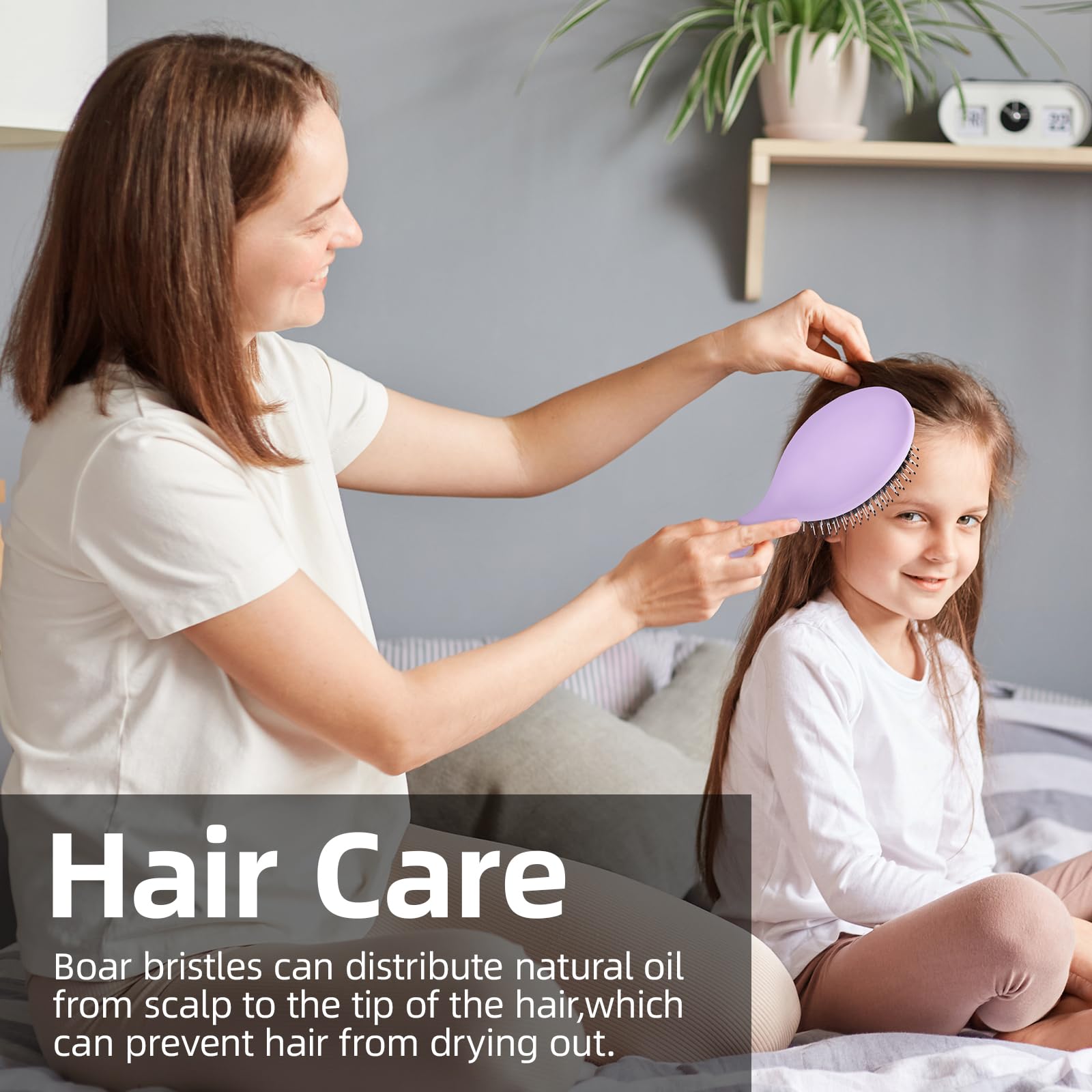 Wildschweinborsten, Haarbürste für Damen und Herren, entwirrende Haarbürste für Glättung, Massage, fügen Sie Glanz hinzu, Nylon und Wildschweinborsten, Entwirrbürste für gesundes Haar, 1