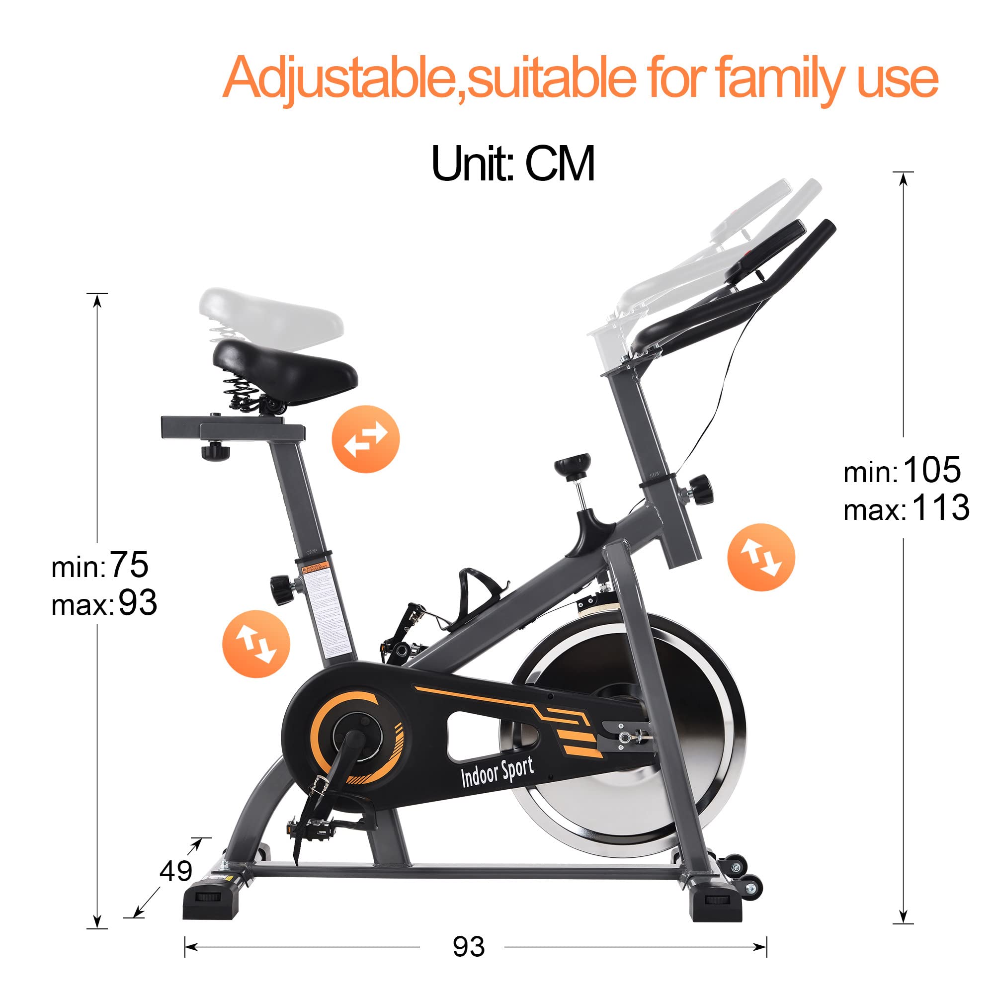 SADALAK Cyclette per Cyclette da Interno, Comodo Cuscino del Sedile, Supporto con Monitor LCD per Bici da Allenamento Cardio Domestica