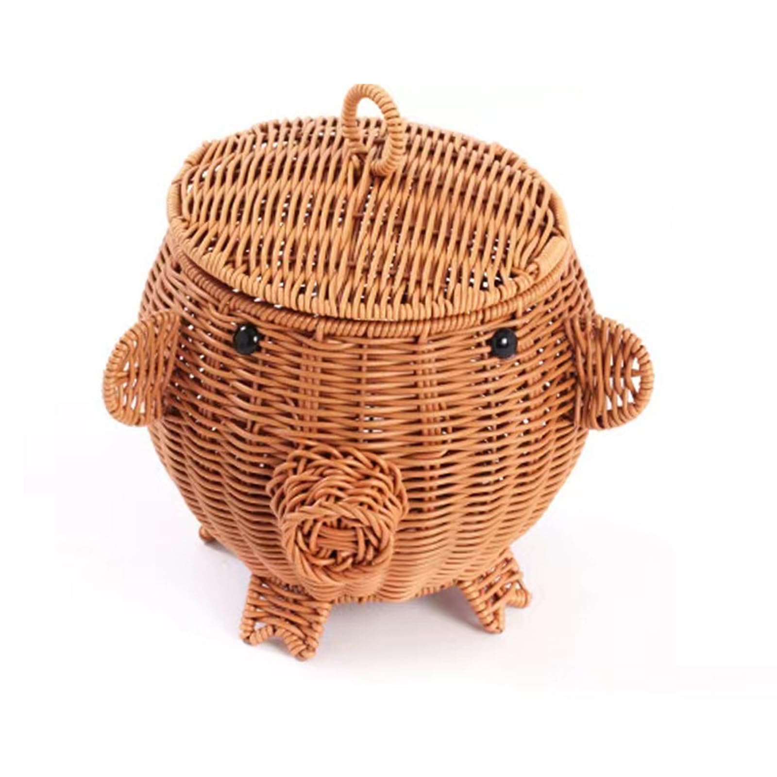 PANGBOER Practical and Decorative Woven Pigs Basket for Household Use and Outdoor Picnics Easy to Clean Organiser Lovely Swine Interlaced Basket