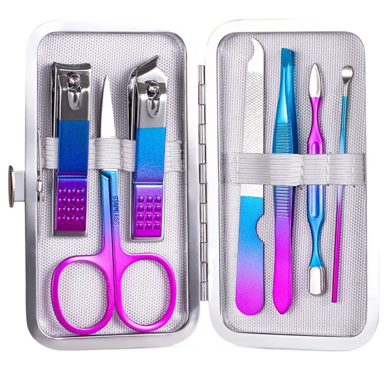 Set manucure complet avec ciseaux de pédicure et coupe-ongles portable en acier