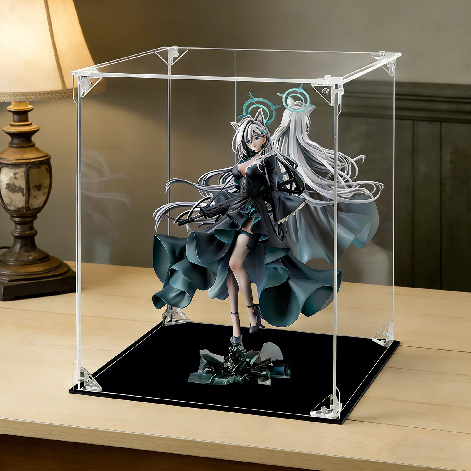 Vitrine en acrylique - Figurines d'action transparentes avec dos miroir - Vitrine étanche à la poussière - Vitrine en verre alternative pour objets de collection, figurines, modèles, jouets