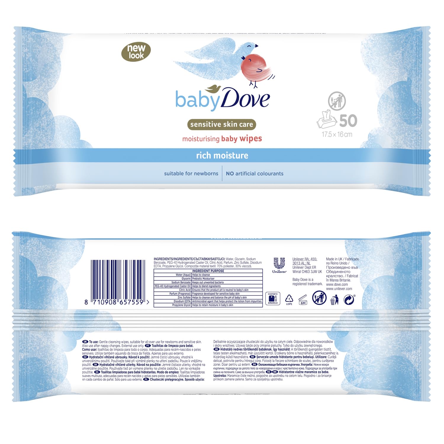 Baby Dove Rich Moisture Baby Wash and Wipes Bundle : Tear-Free Head to Toe Wash (400ml) 6x Baby Dove Rich Moisture Wipes for Soft Skin & Hair - Image 2