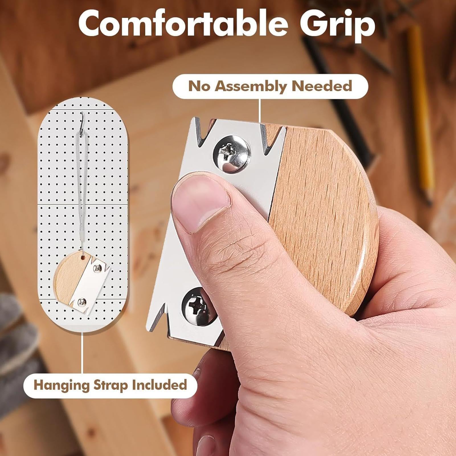 Edge Banding Trimmer,Ergonomic Wooden Handle Bander -6,5 x 6 x 0,2 cm Stainless Steel Edge Banding Trimmer,for Veneer PVC Laminate Plywood Melamine Board Furniture Cabinet Home Workshops
