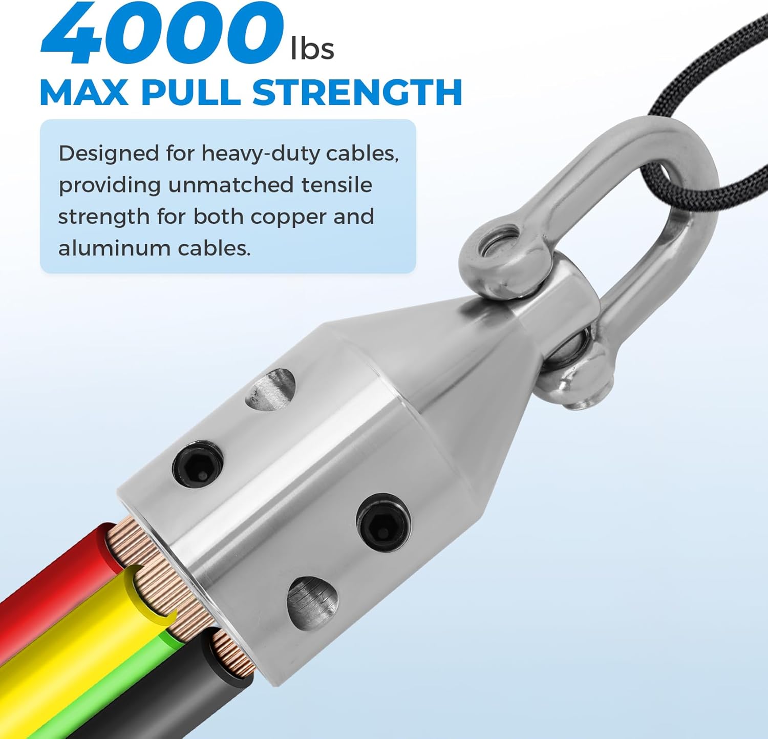 Upgrade Penguin Puller Jr, Wire Pulling Attachment (69705), Heavy Duty Electrical Cable Pulling Tool, 4000 lbs Maximum Pulling Force, Suitable for 2/0 to 4/0 Copper and Aluminum Wires