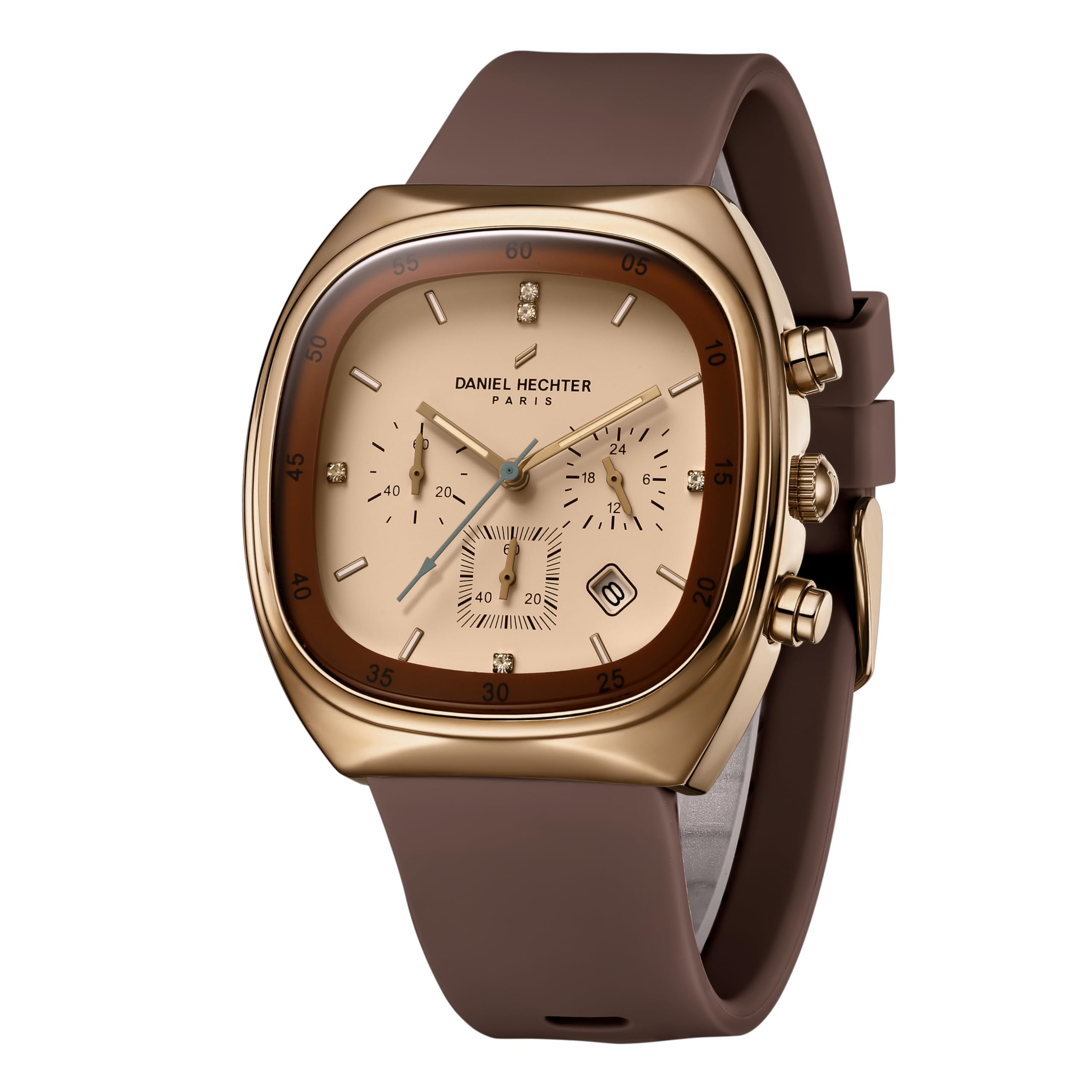 Daniel Hechter Paris Bercy Collection Modern Chronograph Watch for Men with Square Dial and Silicon Band-DHM1001