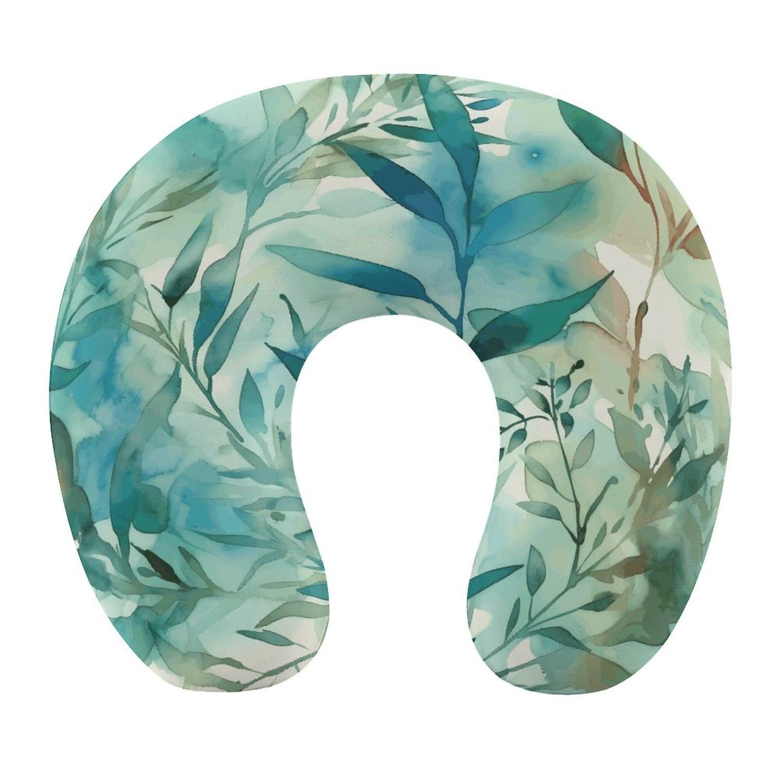 Btcowzrv Style Hand Drawn Leaves U Shaped Neck Pillow Travel Pillows