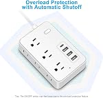 Surge Protector Power Strip Power Bar with 6 Widely Spaced Outlets & 4 USB Ports, Flat Plug Braided Extension Cord, Wall Mount Multi-Plug Outlet Extender for Home, Office, College Dorm & Indoor Use