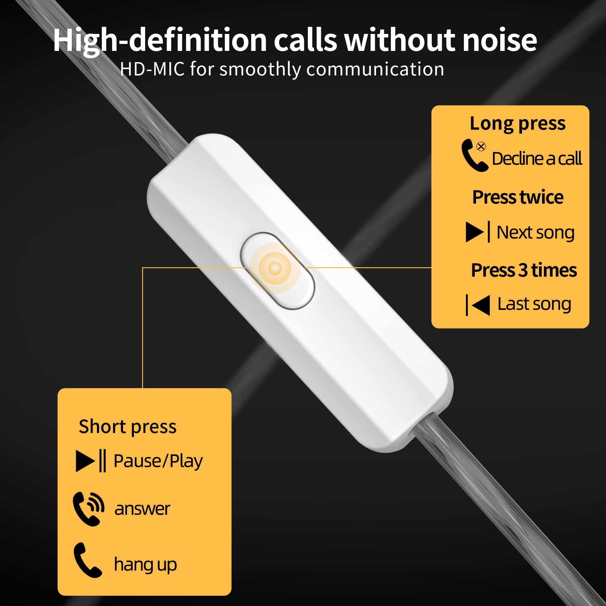 CCA HM20 Lot de 16 écouteurs intra-auriculaires hybrides HiFi stéréo à isolation phonique avec câble détachable pour musicien audiophile (noir, avec microphone)