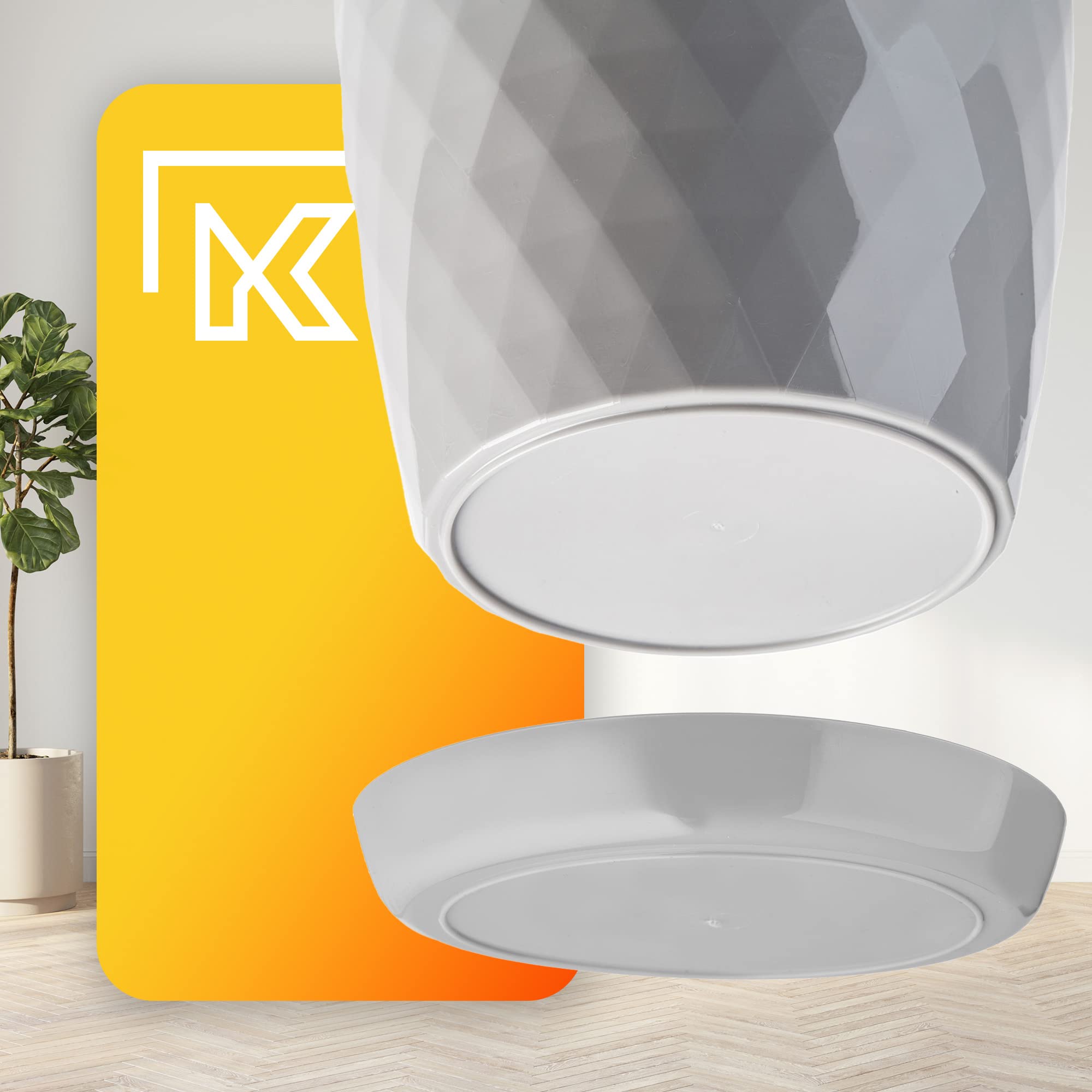 KADAX Pot de Fleurs en Plastique avec Soucoupe, Pot de Plante pour Une Décoration Florale Moderne dans l'espace Interieur (Lot de 3 : Gris, 25 cm)