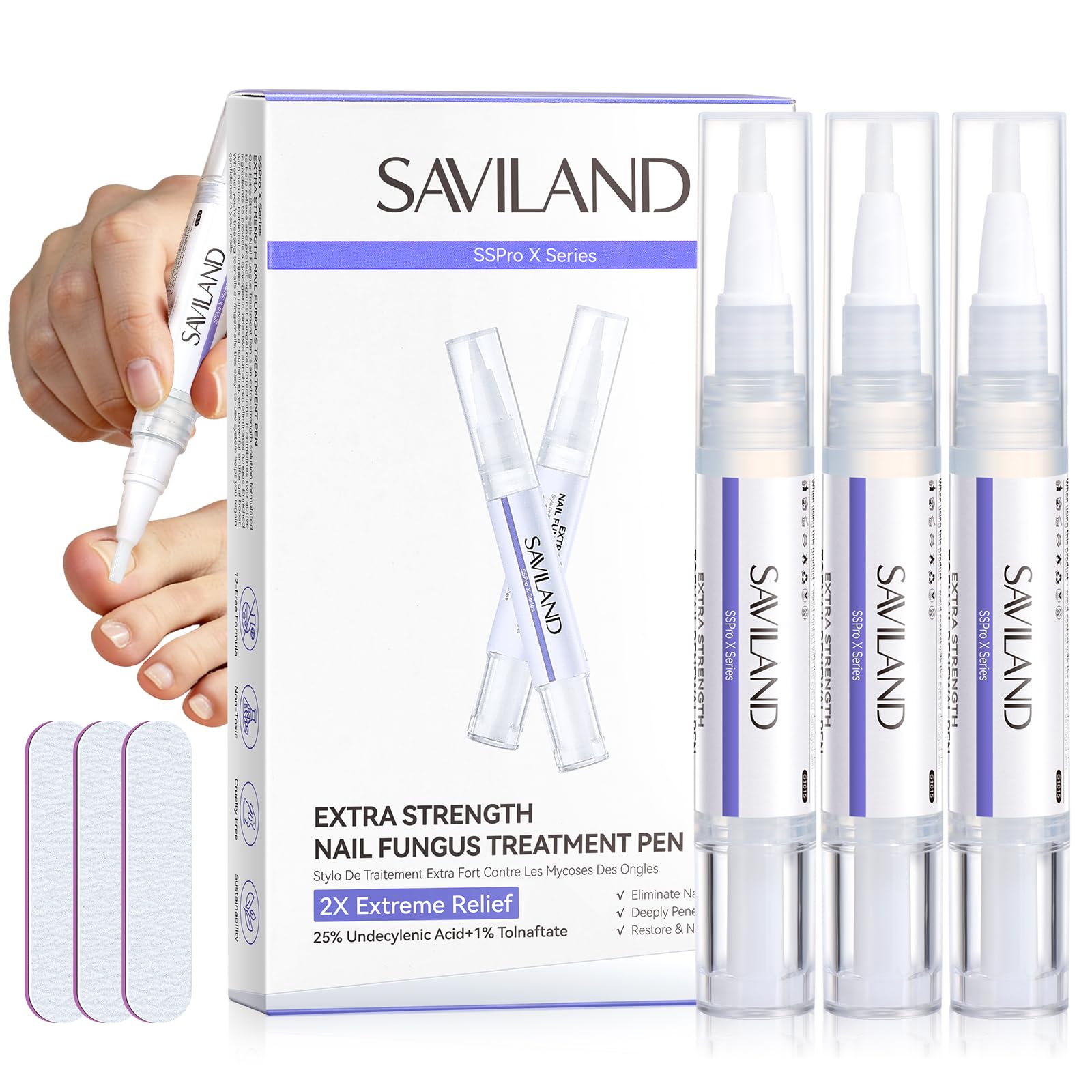 SAVILAND Toenail Fungus Treatment Extra Strength Pen 3PCS