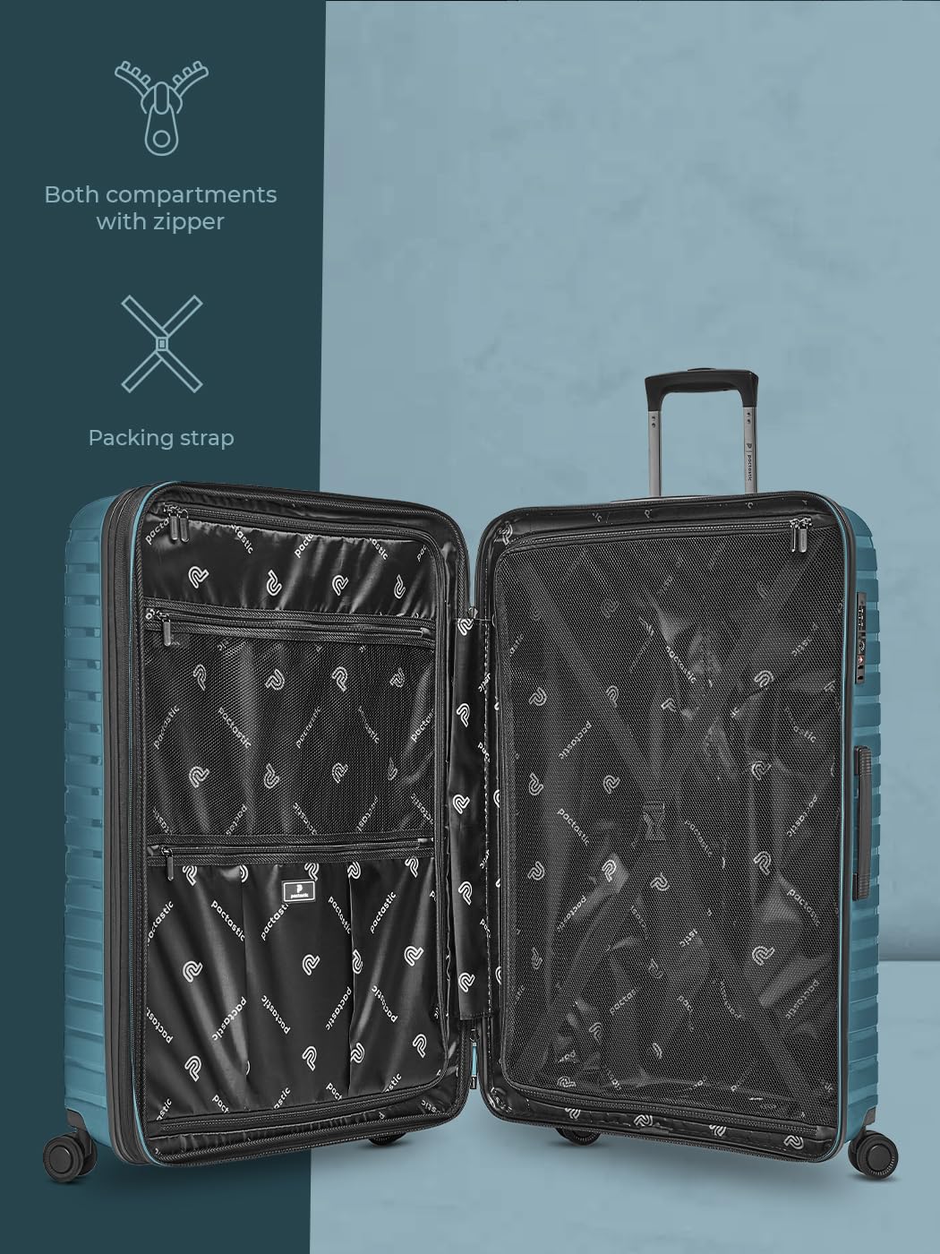 Pactastic Hartschalen Koffer-Set 3-teilig | hochwertiges Polypropylen Material | mit Dehnfalte erweiterbar um 5 cm | 4 Doppelrollen & TSA-Schloss für Damen & Herren (Collection 04)