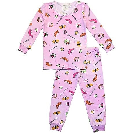 ESME Little Girls & Big Girls Full Length Sushi Pajama Set