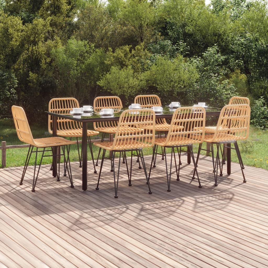 Juego de muebles de jardín de 9 piezas de ratán sintético con estructura de acero y ratán sintético para exteriores