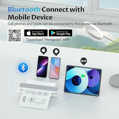 Miniatura 2 de iDPRT Impresora portátil inalámbrica para viajes, 300 DPI impresoras térmicas pequeñas sin tinta para uso doméstico, oficina, vehículos, impresora