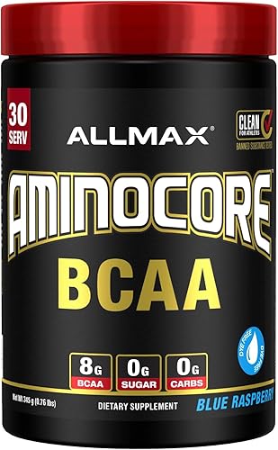 Miniatura 9 de ALLMAX Nutrition AMINOCORE BCAA en polvo, 0.29 oz de aminoácidos, bebida de recuperación intra y después del entrenamiento, sin gluten, limonada