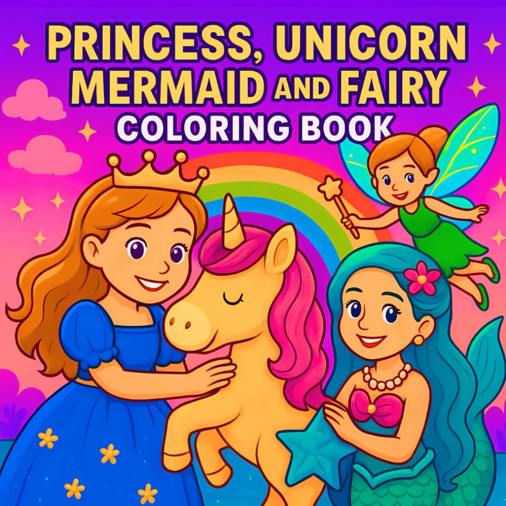 Princess, Unicorn, Mermaid and Fairy Coloring Book: Magical Coloring Pages for Girls Ages 4–8 Featuring Cute Princesses, Fairies, Unicorns and ... Fun and Imagination (Magical Kids Collection)