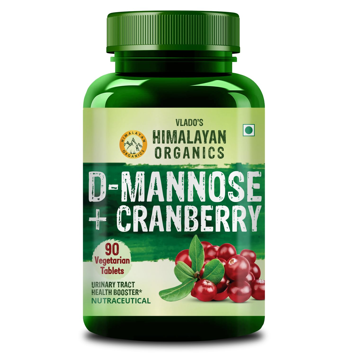 Vlado’s Himalayan Organics D-MANNOSE + CRANBERRY Antioxidant Rich Supplement for Kidney Health | Useful for Bladder Infections & UTI | For Mens And Womens- 90 Tablets