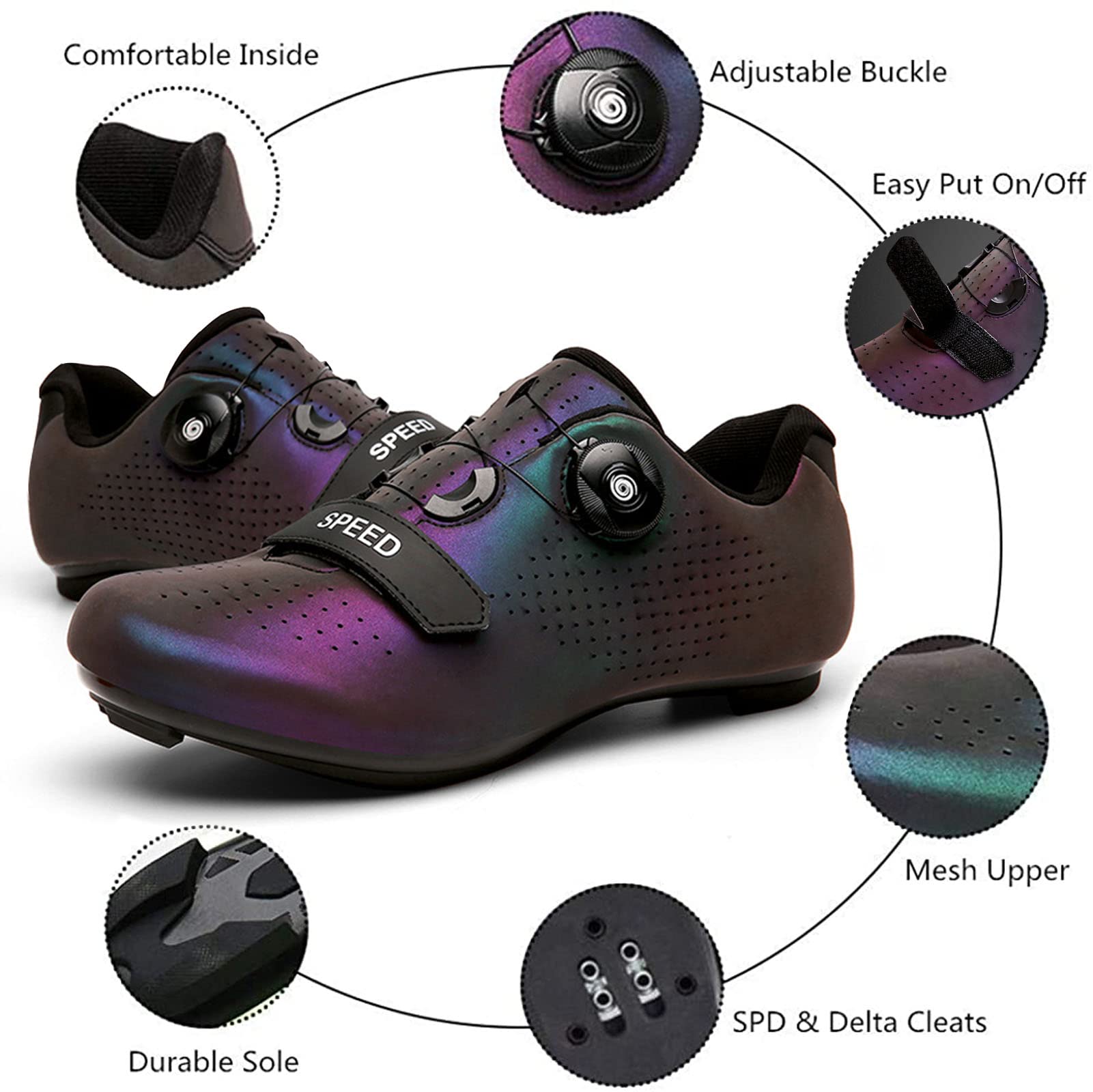 Scarpe Da Ciclismo Unisex SPD Per Strada E MTB - Traspiranti Con Aggancio Per Pedali - Foto 10