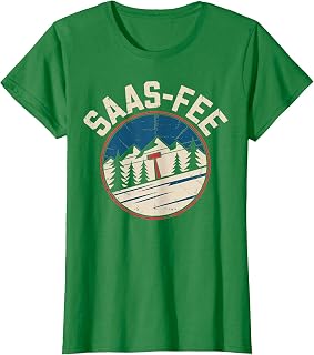 SAAS-Fee Mountain Retro Sunset Alpine T-Shirt