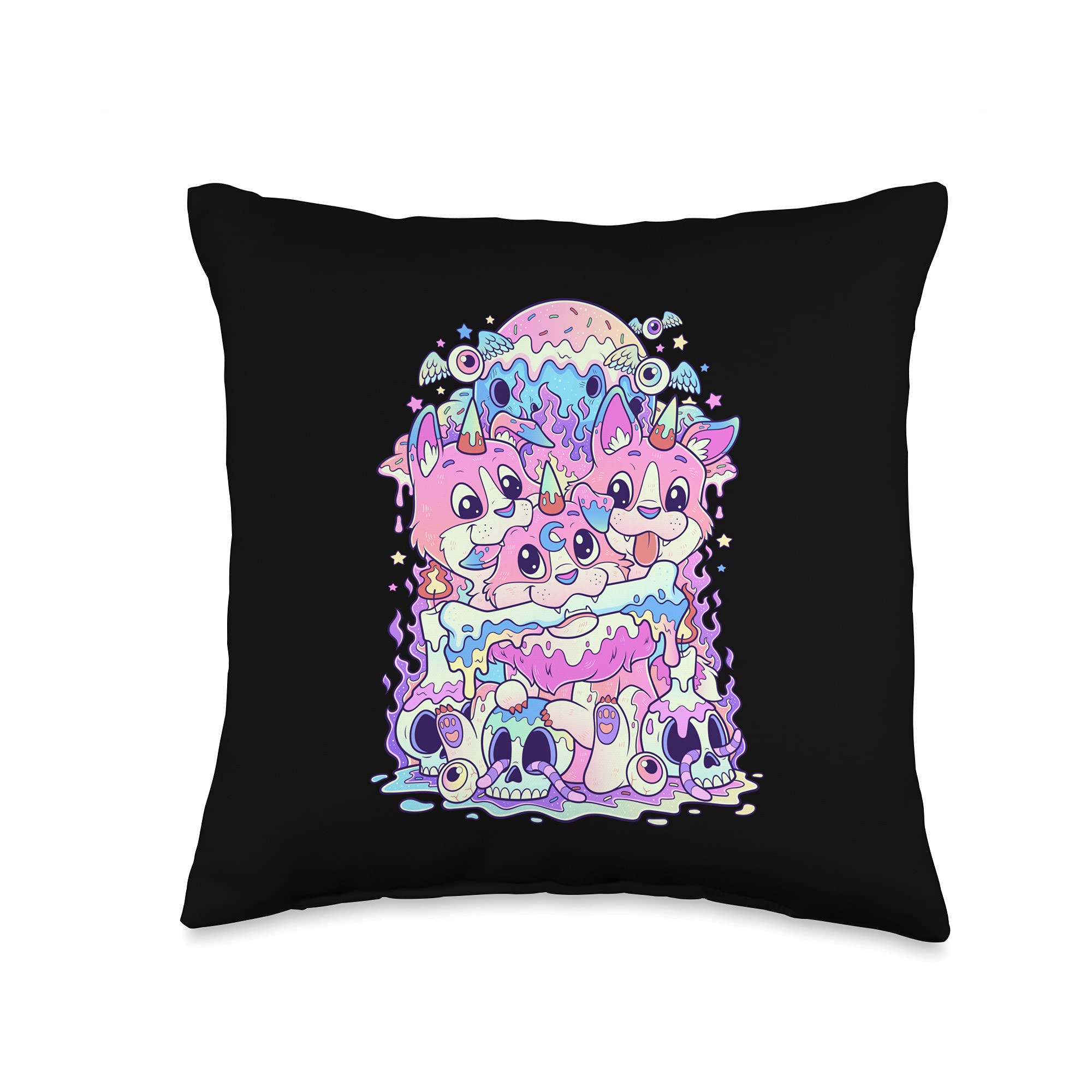 Amazon.com: Kawaii Pastel Goth Anime Apparel Co. Kawaii Pastel Goth Cute  and Creepy Cerberus Three Headed Dog Throw Pillow, 16x16, Multicolor : Home  & Kitchen