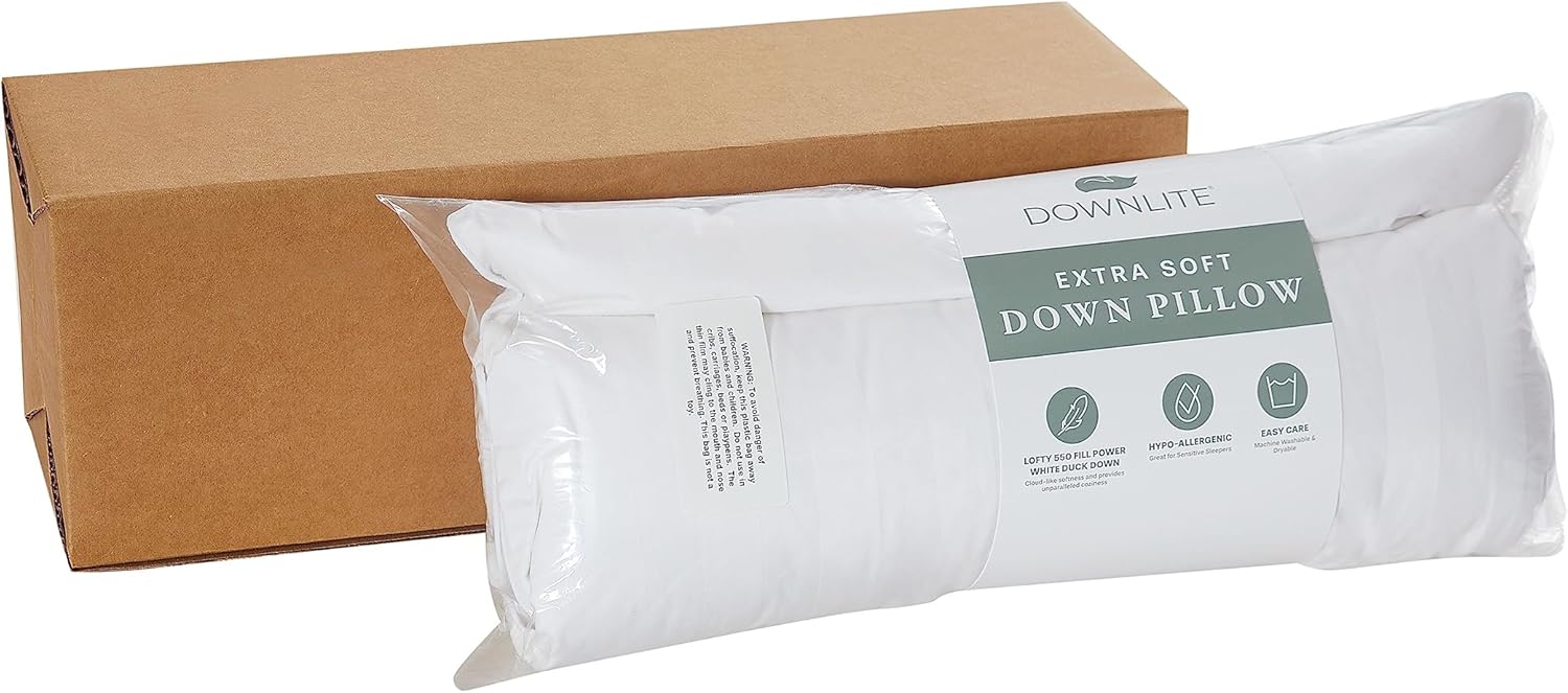 DOWNLITE Down Extra Thin, Flat & Soft Pillow for Stomach Sleepers (Hypoallergenic) (Standard/Queen) - Image 5