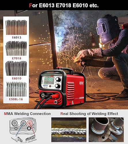 Miniatura 4 de HONE Soldador MIG de 110 V, soldador de núcleo de flujo real de 140 amperiossoldador de paloelevación TIG 3 en 1, inversor inteligente IGBT con