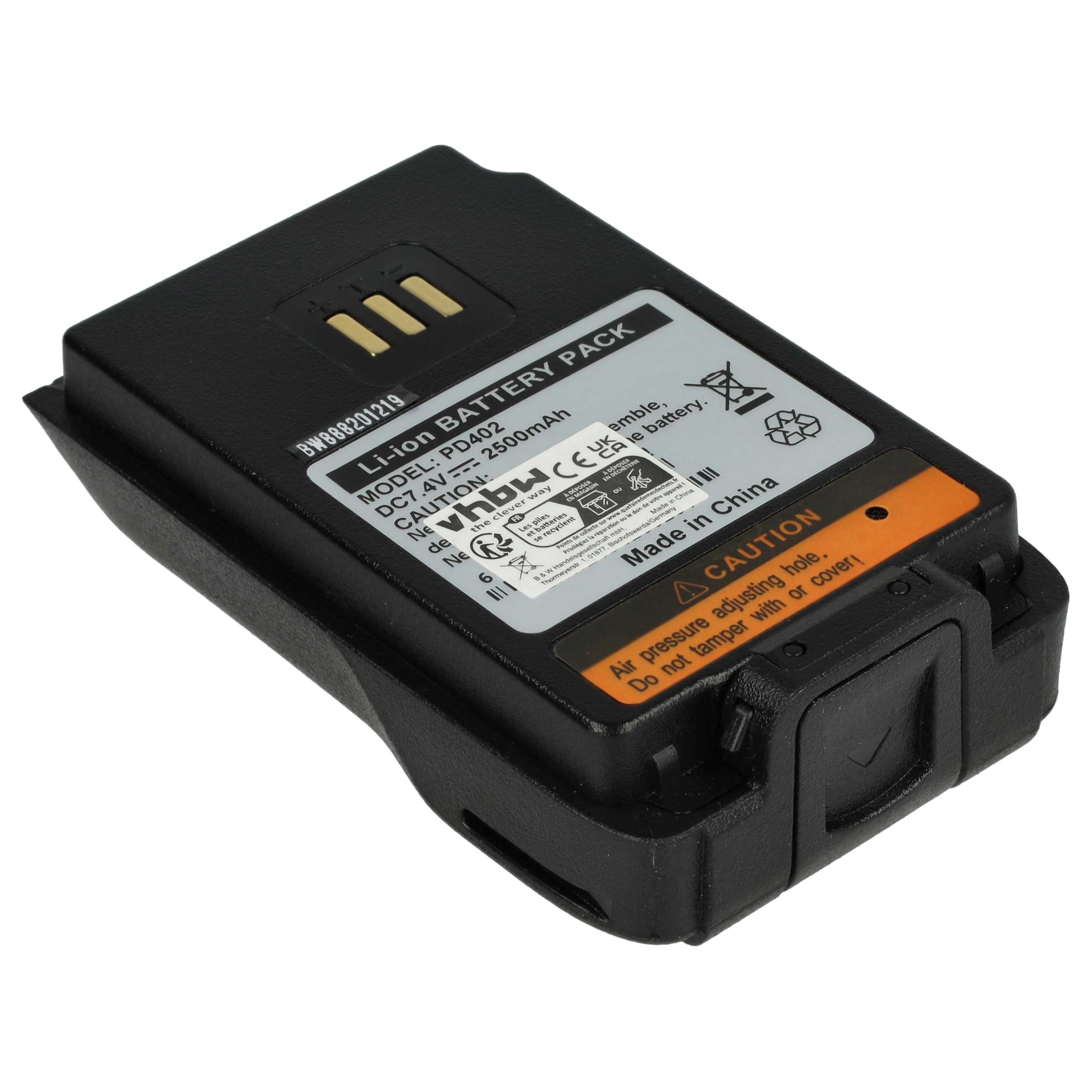 vhbw Bateria kompatybilna z Hytera PD682G, seria PD6, PD686, krótkofalówka, Walkie Talkie (2500 mAh, 7,2 V, litowo-jonowa)