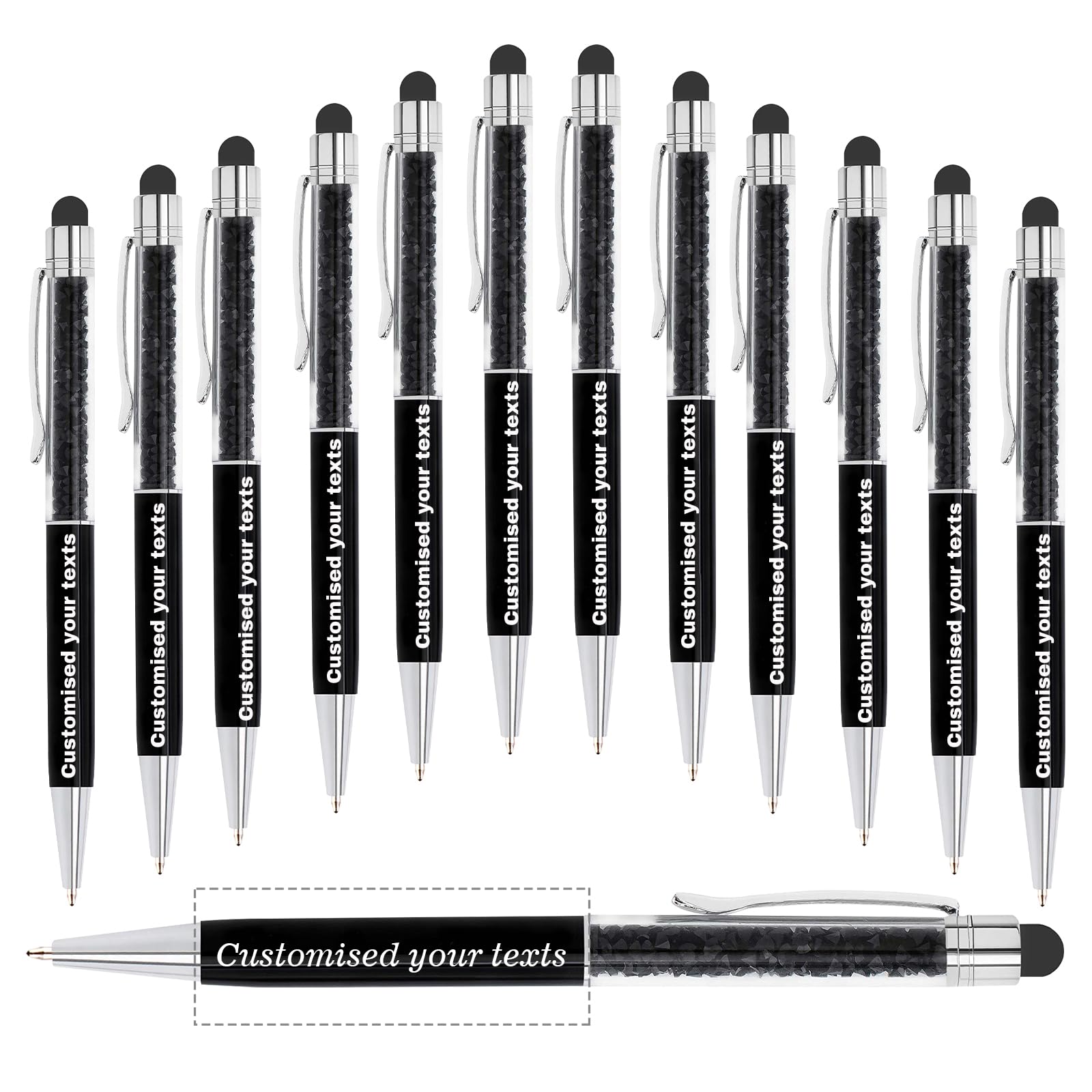 KOLOWKO Personalized 2 in 1 Ballpoint Pen,Custom Name/Text/Message, Crystal Decorated Ballpoint Pen, Good for Graduation, Wedding, Birthday,Communion Gifts