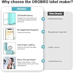 ORGBRO X1 Label Maker Machine with Tape, Portable Bluetooth Label Printer, Continuous Waterproof Label, Wireless Small Label Makers with Multiple Templates for School Office Home, Blue
