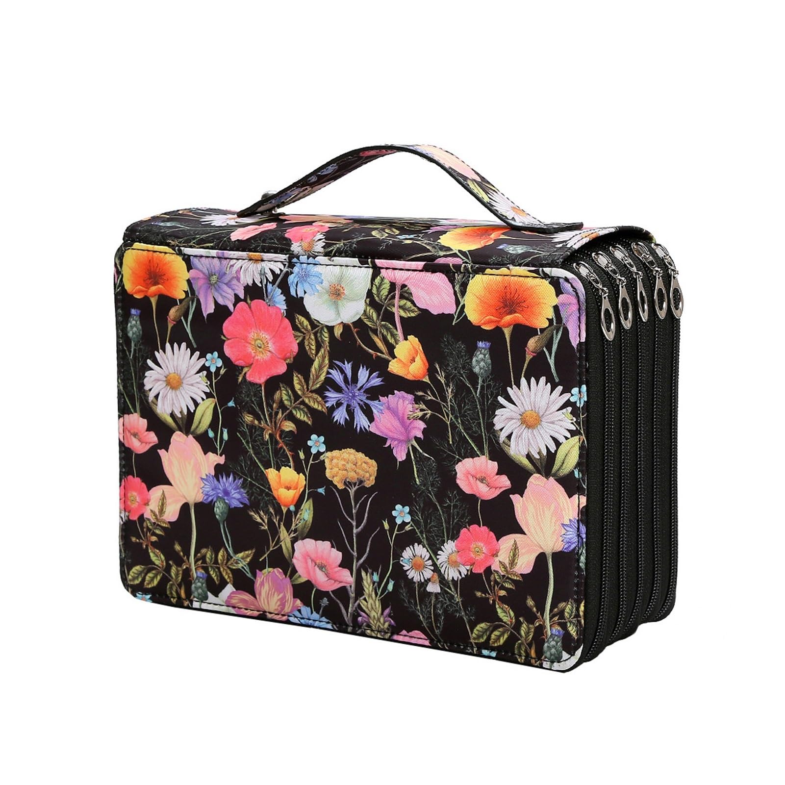 Zzhytang #2 252 Slots Large Capacity Pencil Case, 5-Layer Zipper Pen Organizer Bag, Floral Print Portable Stationery Storage For Colored Pencils, Markers & Art Supplies(#2)