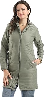 معطف فرو سادة بغطاء للرأس وجيب جانبي للنساء من اندورا