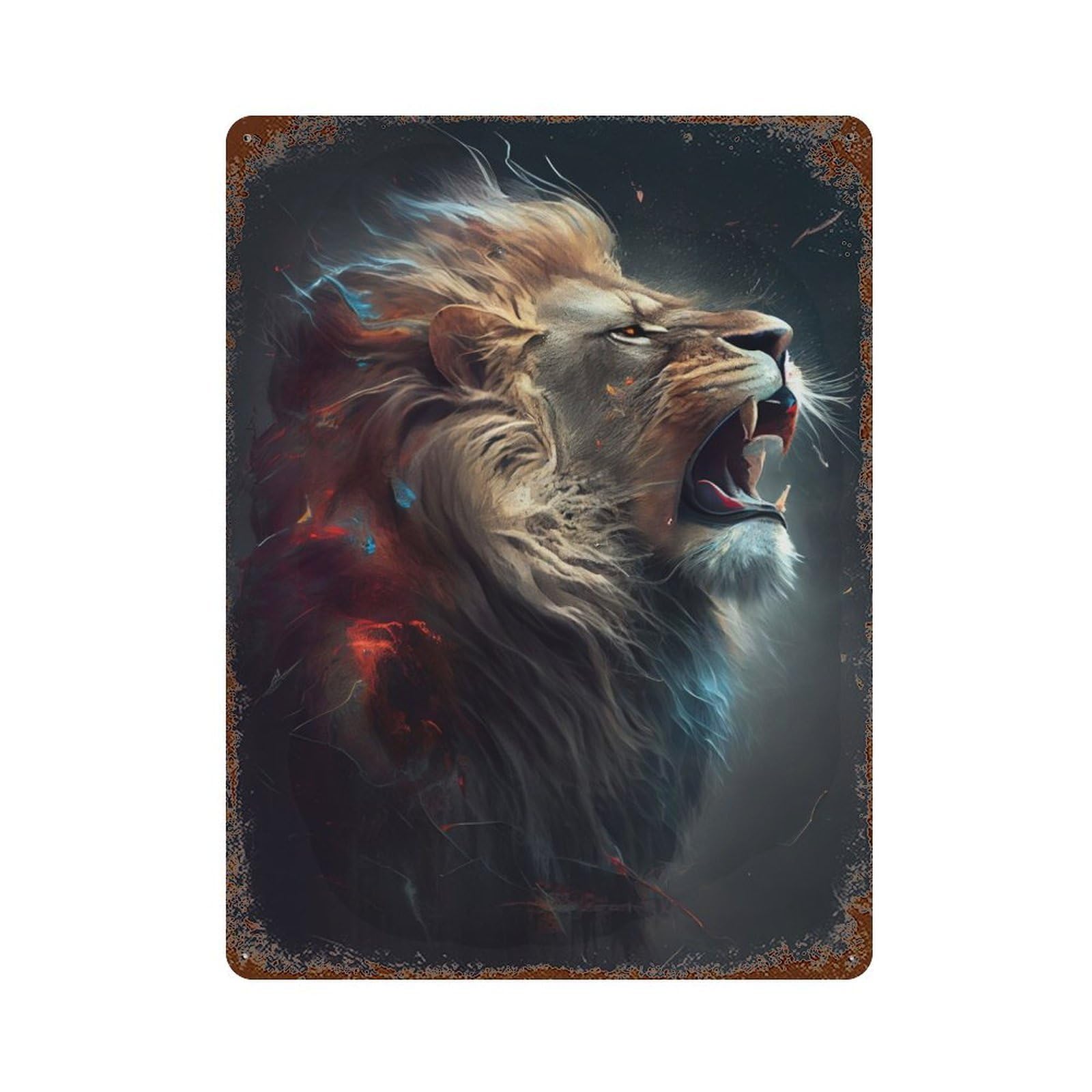 Lion Roar Vintage Metal Tin Sign 15.7"x11.8", for Cafe, Home Bar And Lounge Decor, Vintage Wall Decor