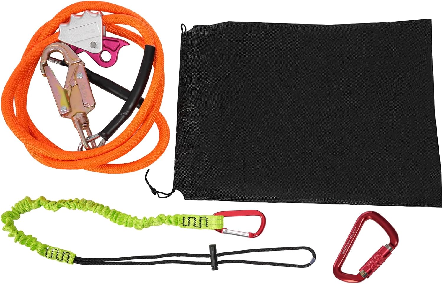 Steel-Core Flip Line, Tree Climbing Lanyard with Steel Wire Core, Arborist Throw Line & Carabiner, Adjustable Prusik Hitch, 5/8 inch Rigging Rope for Forestry SRT, Spur Climbing Lanyard Spare Rope