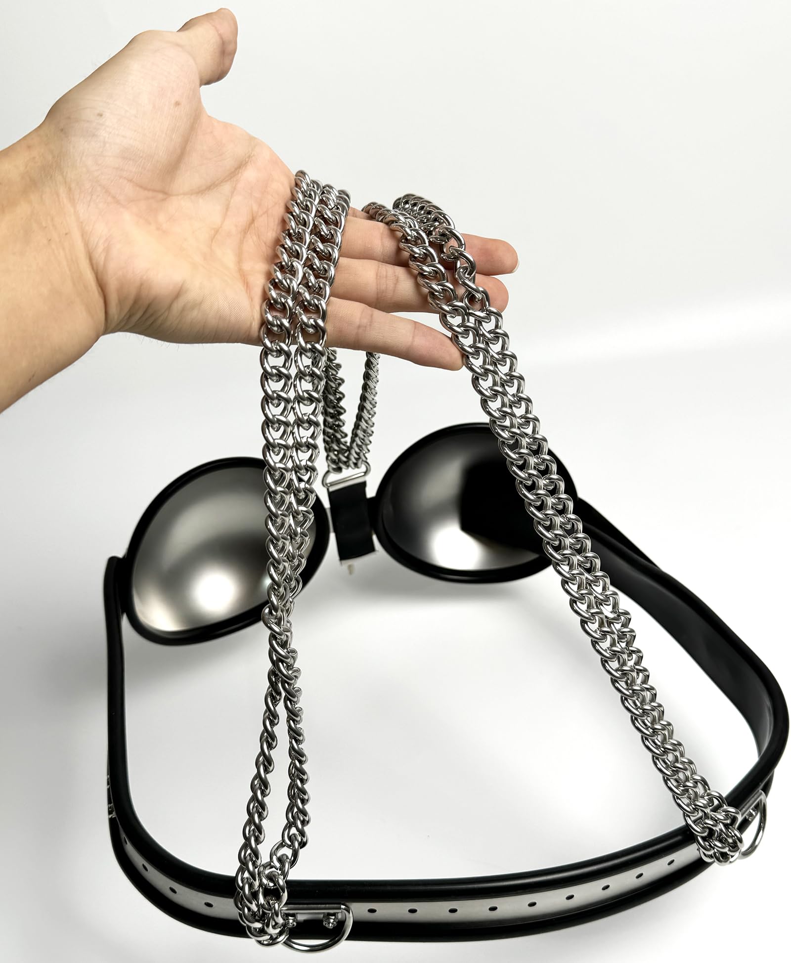 Soutien-gorge de chasteté en acier inoxydable réglable chaîne féminin noir 90-120cm | YILUQIFLY Fétichiste, BDSM, soutien-gorge ajustable,Bondage restraint SUBS Esclave verrouillable