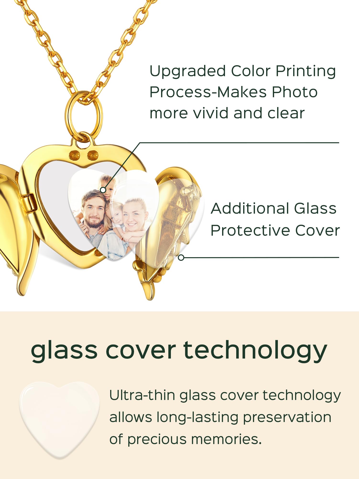 ChicSilver Collana Personalizzata Argento 925 con Foto Incisione, Ciondolo Portafoto Personalizzato Argento Oro Rosa Lunga 40/45/55+5cm, Collana Cuore Ciondolo Personalizzato, Idee Regalo