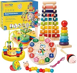 Brinquedo Educativo Montessori - Conjunto de Madeira com 8 Peças, Para Crianças de 3 Anos