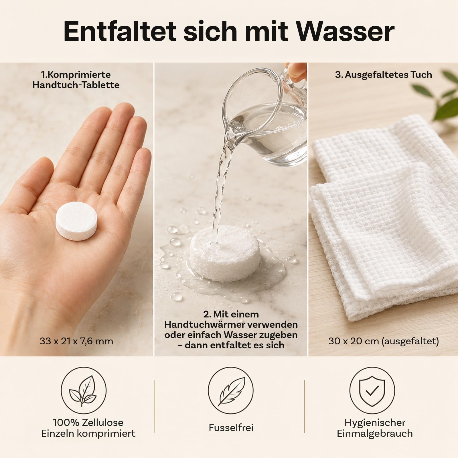 Komprimierte Einwegtücher für Gesichtspflege 400 Stück von MMOBIEL – 33×21×7,6 mm Zellulose-Gesichtstücher – Weich & Absorbierend – 6 mm Expandierbare Einweg-Gesichtstücher für Spa, Salon & Hautpflege