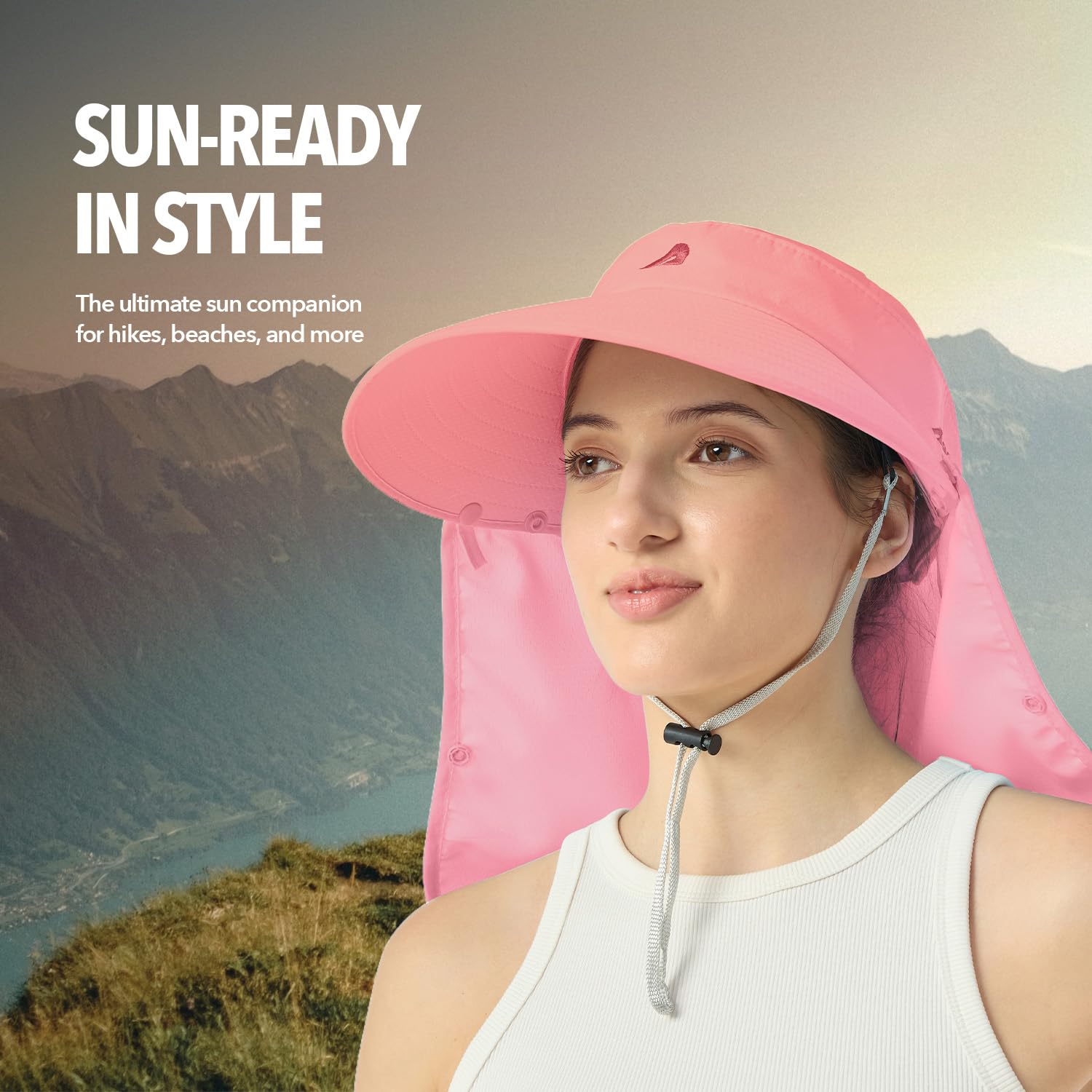 Boldfit Summer Hats for Men UV Sun Protection Bucket Hat for Women Stylish Wide Brim Sun Protection Hat with Detachable Face Cover Round Caps for Women Summer Mens Cap Outdoor Large Fishing Hats Pink 2