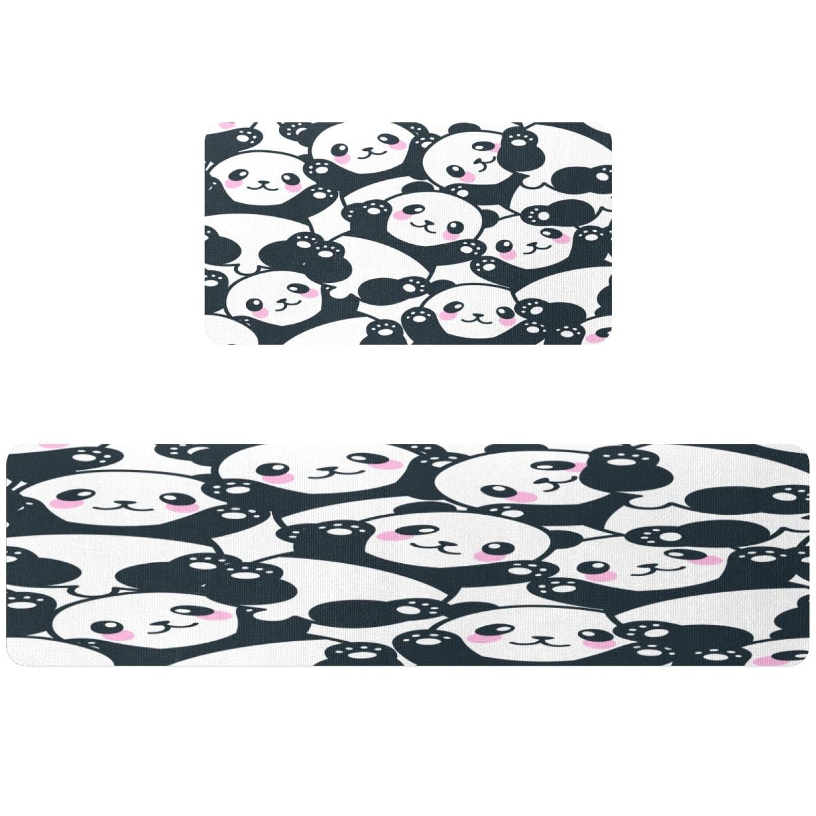 Alfombrillas de cocina antideslizantes de panda 2 piezas lavables