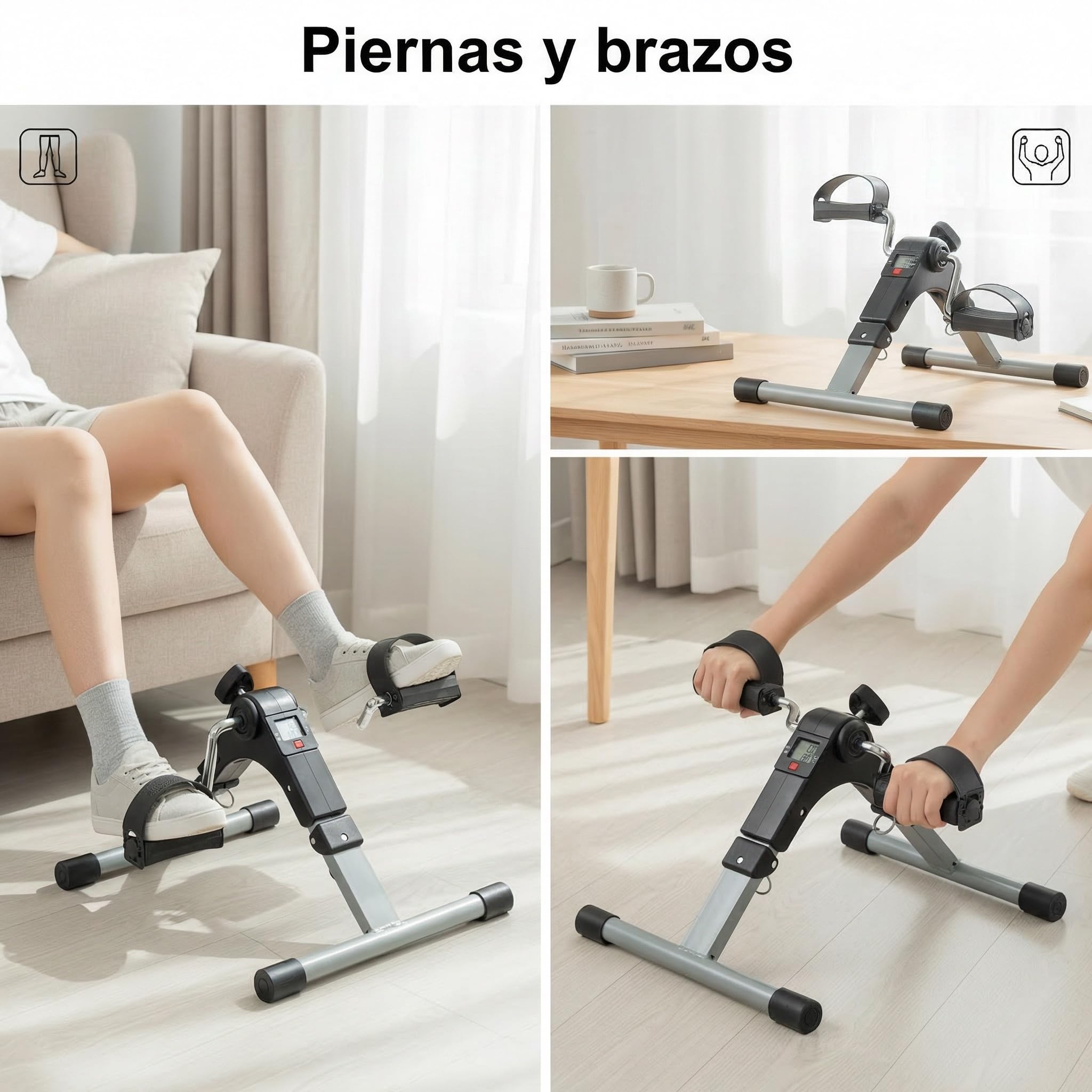 Pedali statici anziani - Pinchetto - Pedale per anziani, cyclette, pedaliera per gambe e braccia con schermo LCD, pedalare seduto con resistenza regolabile - portatile