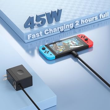 Charger for Nintendo Switch, YCCSKY 45W AC Adapter for N-intendo S-Witch - Fast Travel Wall Charger with 10FT USB C Cable 15V/3A Power Supply Supports TV Mode and Dock Station