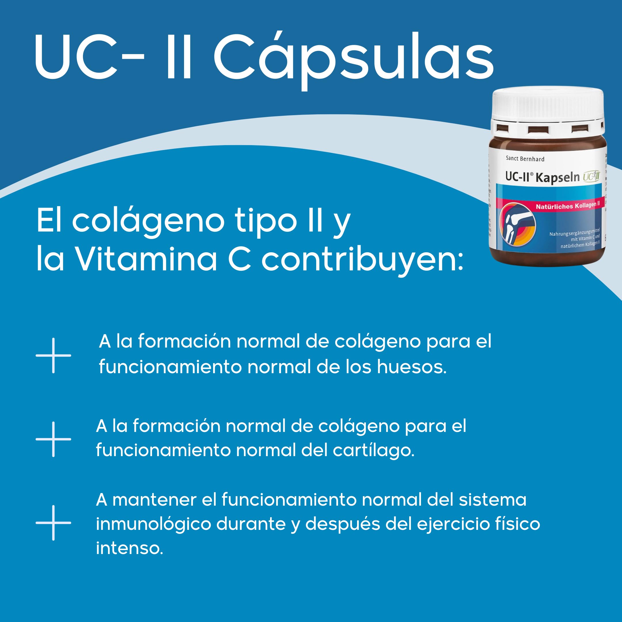 UC-II Colágeno 3x 60 Cápsulas - Complemento con Colágeno tipo II natural y Vitamina C