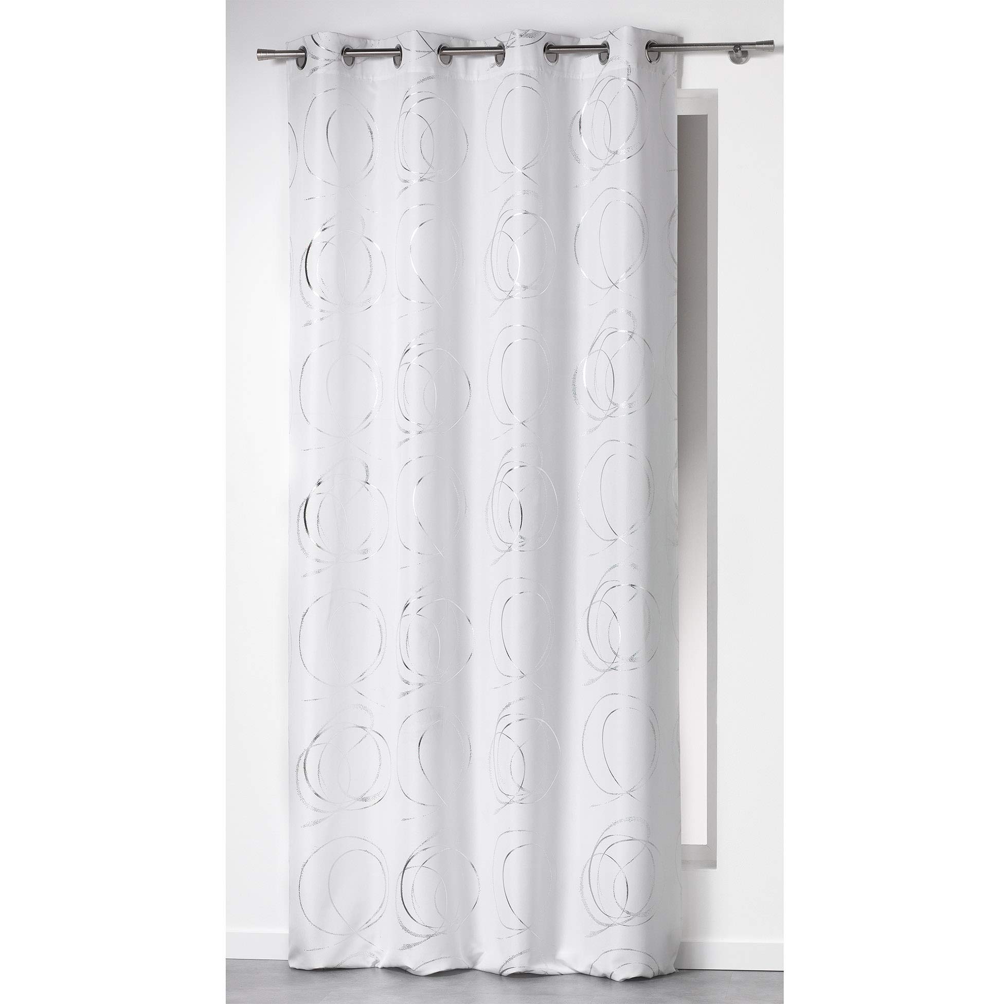 Douceur D'Intérieur Tenda A Occhielli 260x140 Cm | Bianco Effetto Battuto In Poliestere Per Soggiorno E Camera