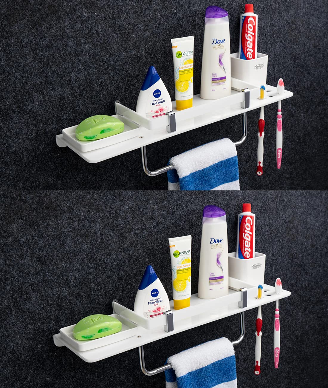 iSTAR Stainless Steel 4 in 1 Multipurpose Bathroom Shelf -Soap Dish Tumbler Holder Toothbrush Holder – Towel Holder Bathroom Accessories Towel Holder Bathroom Accessories (Acrylic White) (Pack of 2) (B09CGZ62D6) Amazon Price History, Amazon Price Tracker