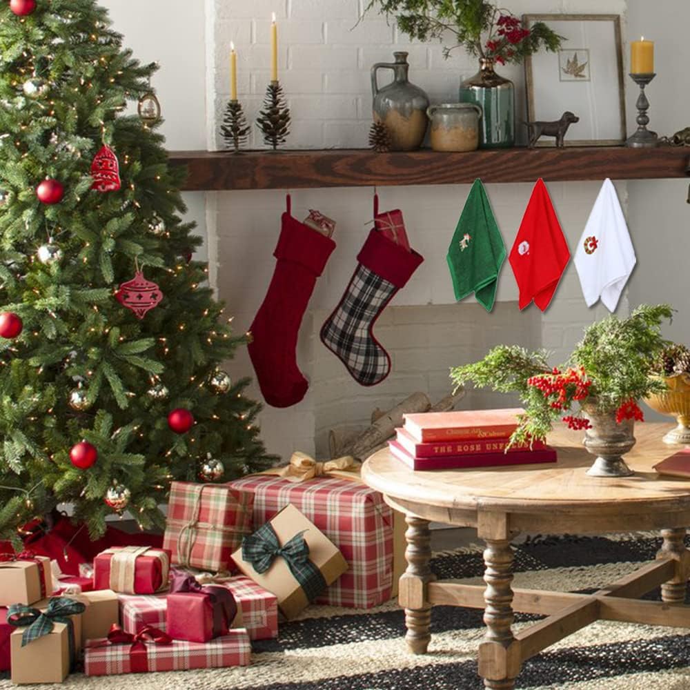 Christmas Hand Towels, 3 Piece 12x18 in Maxs Dish Towel Bathroom Kitchen,100% Cotton,Decorative Dish Face Towels Set for Drying,Cleaning,Cooking and Decorations,Embroidered Holiday Design - Image 4