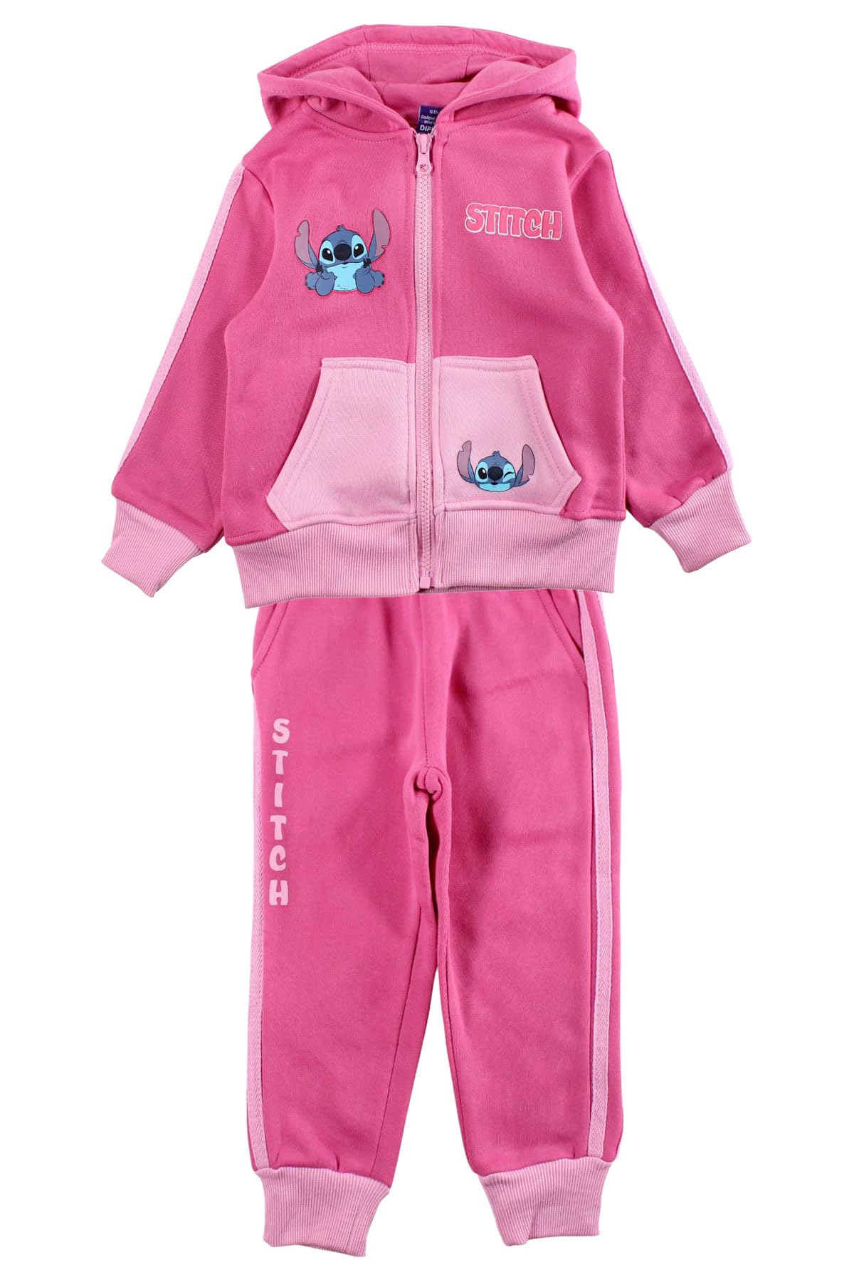 Disney Stitch – Tuta Bambina in Cotone o Viscosa | Completo Casual con Felpa Girocollo e Pantaloni Morbidi | 3 Modelli Colorati – Comfort e Stile per il Tempo Libero