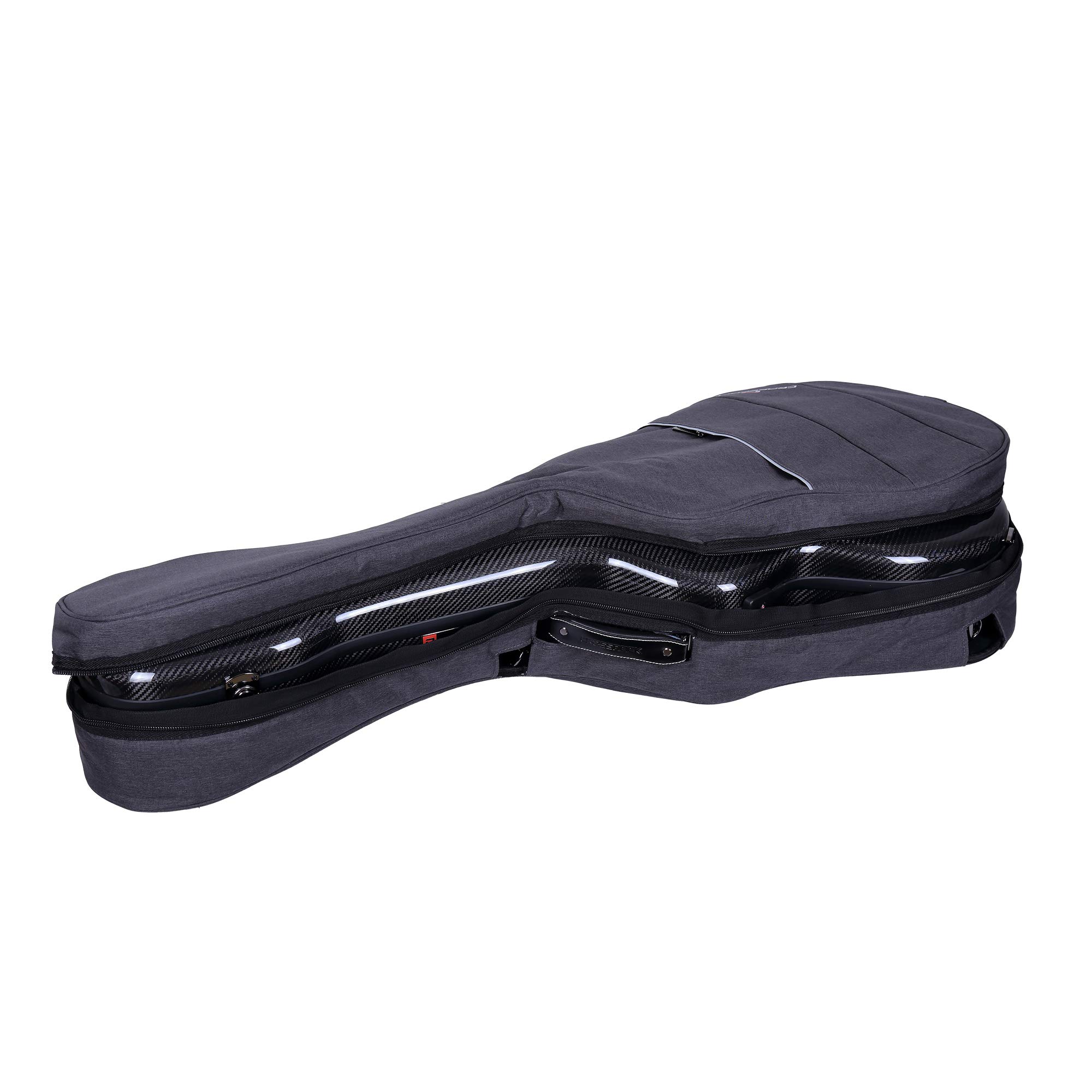 Crossrock OM, Martin 000 - Valigetta rigida per chitarra, 100% fibra di carbonio, con zaino e custodia protettiva (CRF6000OMBK)